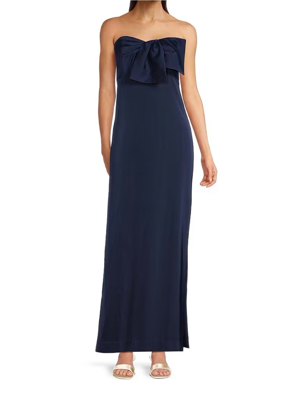 NWT Lilly Pulitzer Carlynn Satin Bow Strapless Side Slit Maxi Dress Sz 10 - Picture 2 of 13